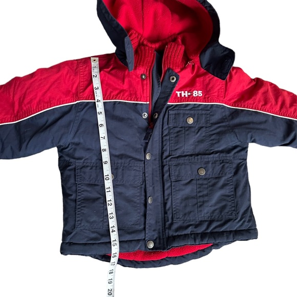Tommy Hilfiger Boys Youth Navy Blue and Red Puffer Winter Jacket with Hood Sz. 5 - Picture 9 of 11